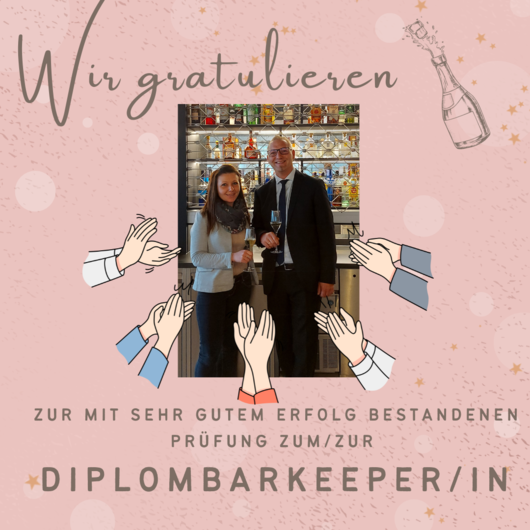 Elisabeth Pöltl und Werner Baumgartner - Gratulation zur bestandenen Prüfung zum Diplombarkeeper